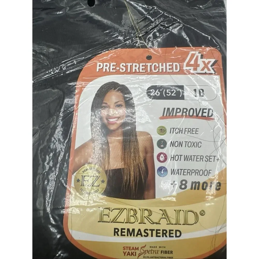 Hairland EZBRAID Remastered 4X Pre-Stretched Braiding Hair 26” Color 1B New